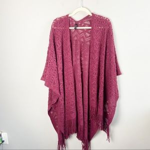 Torrid Burgundy Frayed Shaw